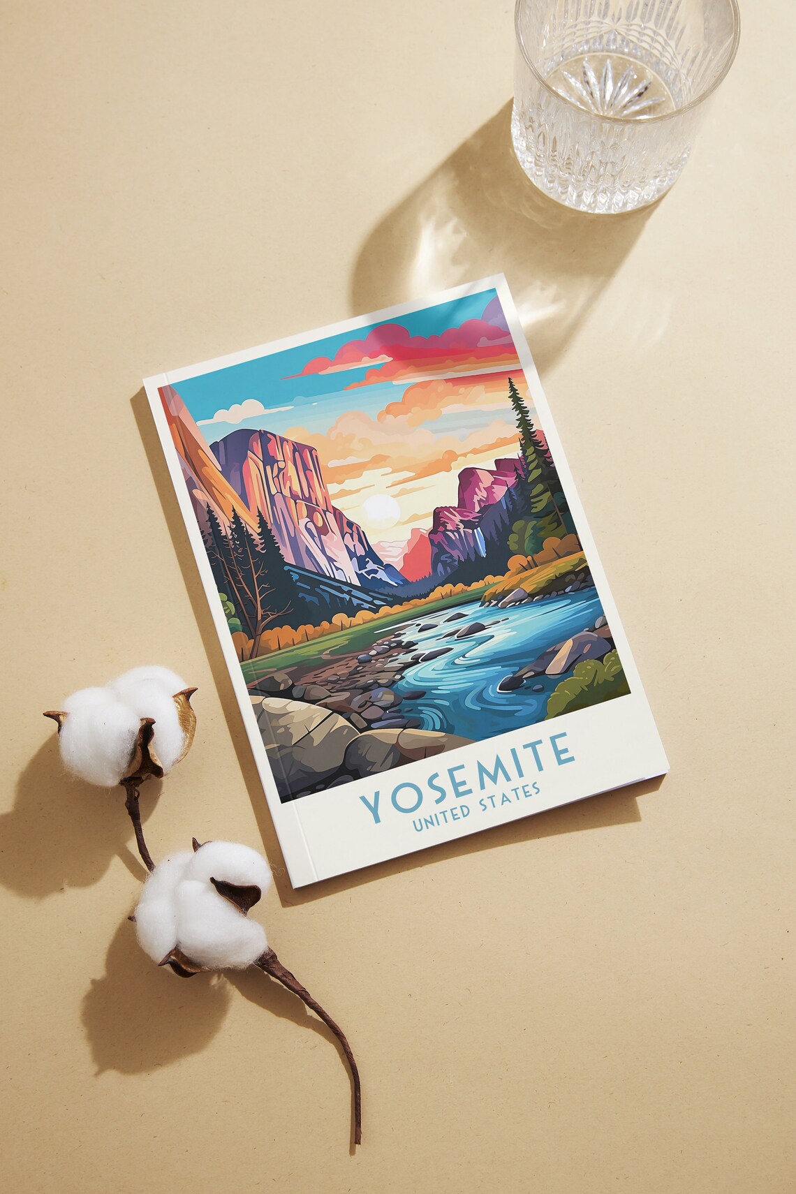 Yosemite Valley River Sunset Granite Cliffs Vintage Travel Poster - Image 2
