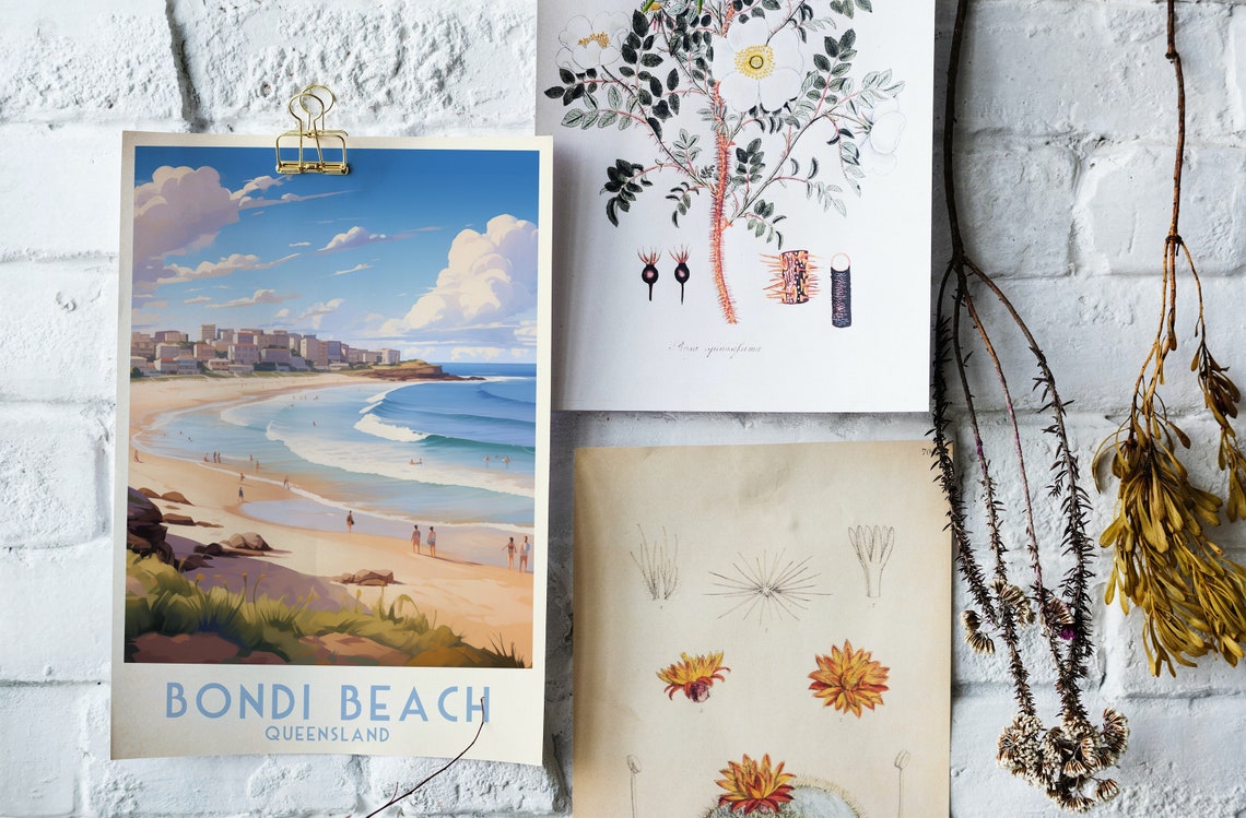 Bondi Beach Queensland Ocean Waves On A Sunny Day Travel Poster - Image 4