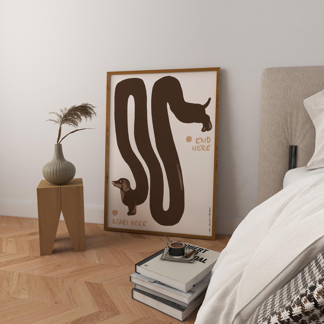 Sausage Dog Maze Vintage Retro Art Print