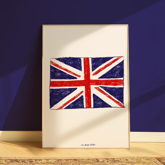 British Flag Vintage Art Print, Union Jack Decor