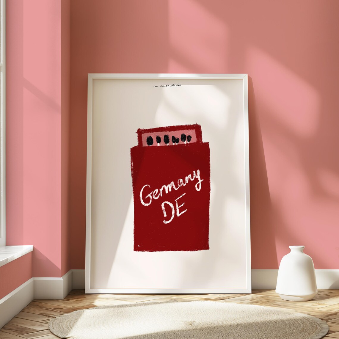 Germany DE Red Matchbox Vintage Trendy Travel Souvenir Art Poster