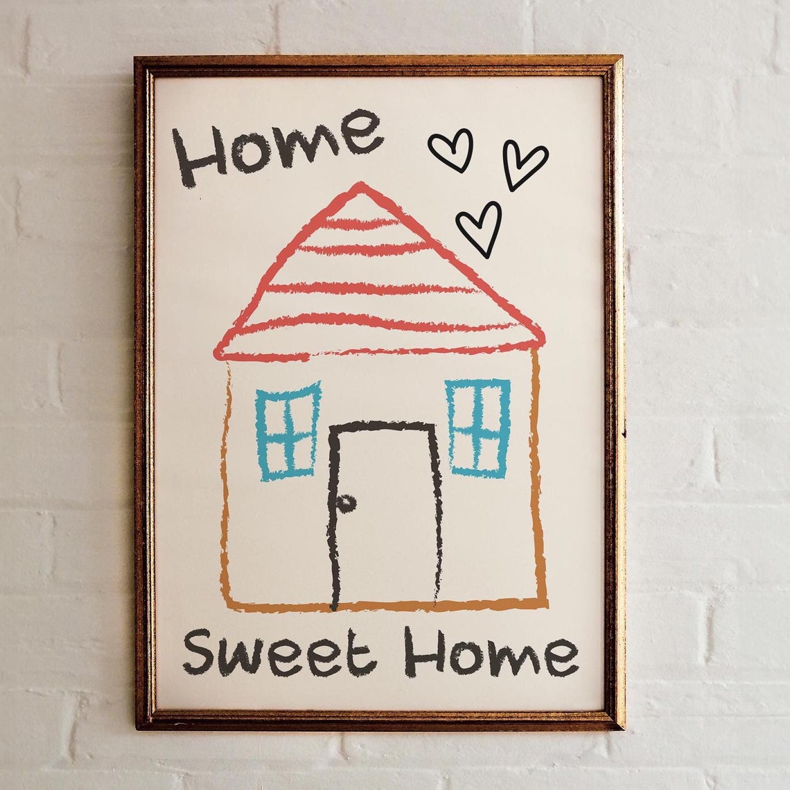 Home Sweet Home Entryway Wall Decor Hand Drawn Eclectic Wall Art Minimalist Cute Welcome Sign Aesthetic Prints - Image 3