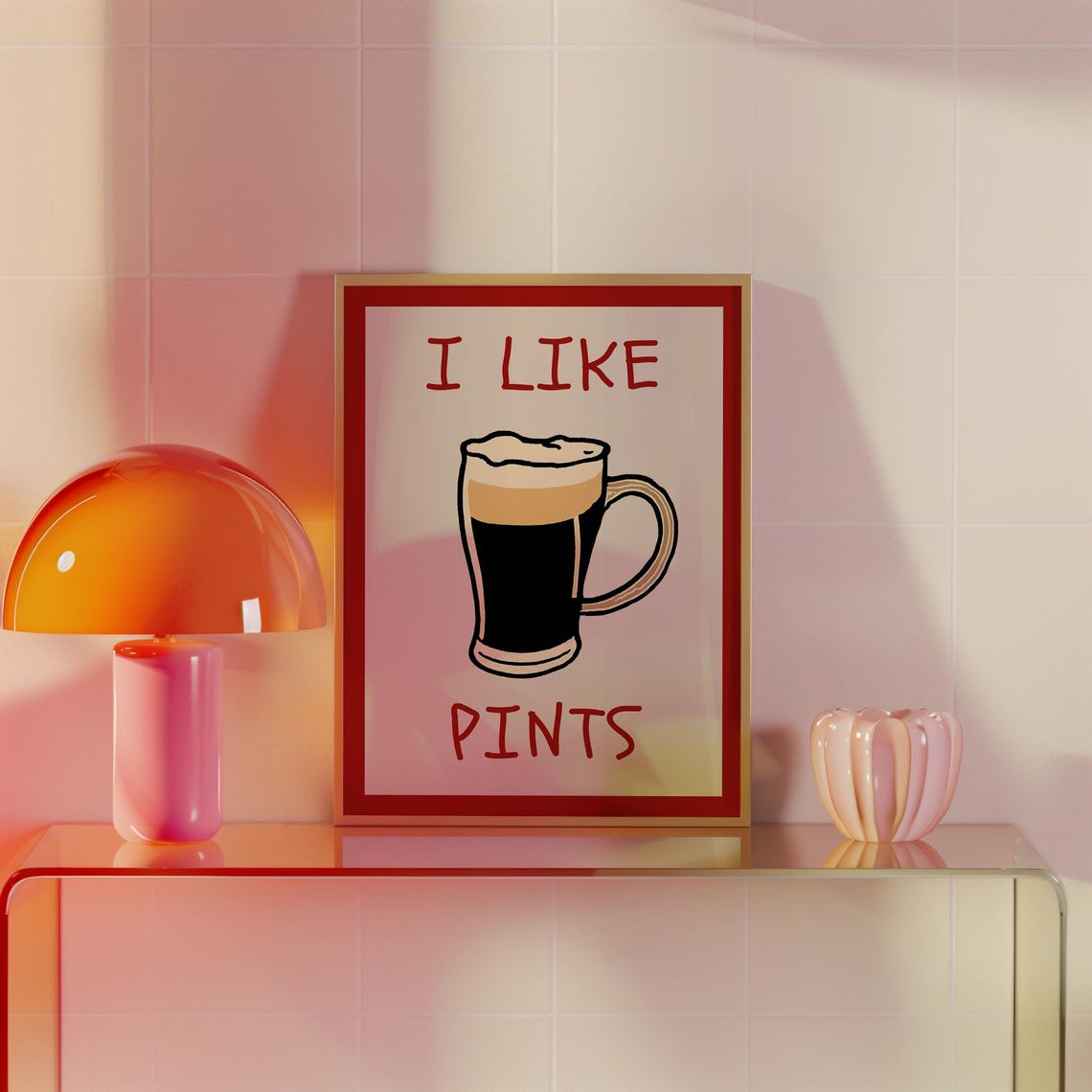 I Like Pints Irish Stout Beer Funny Retro Bar Pub Quote Poster - Image 2