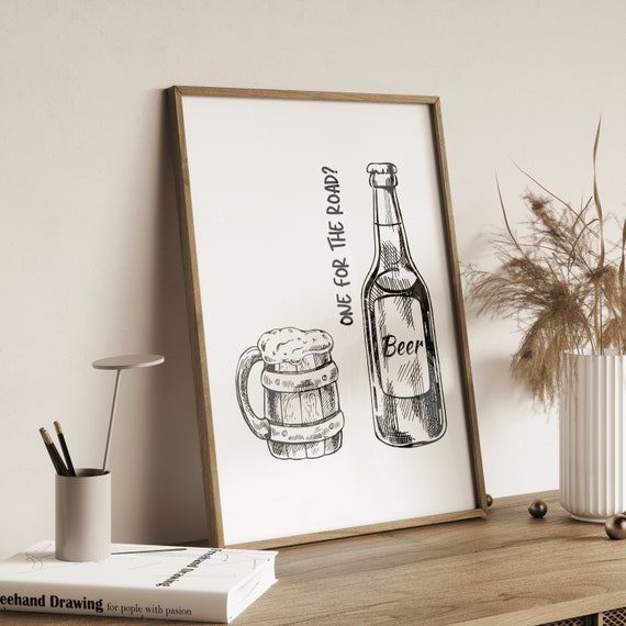 One For The Road Bar Cart Bar Retro Poster Bar Cart Wall Art Cheers Print Bar Decor More Alcohol Alcohol Art Drink Wall Art