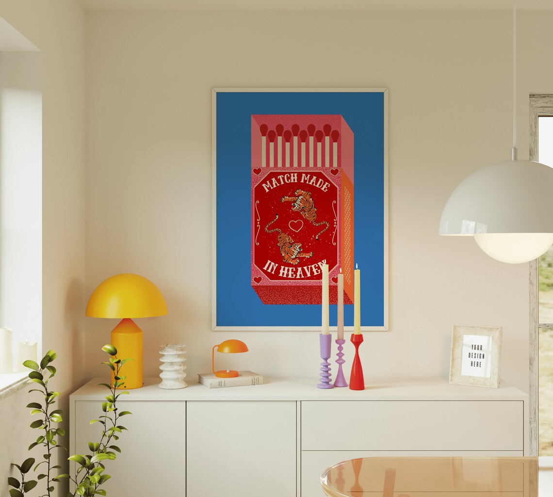 Match Made In Heaven Tiger Vintage Art Print - Image 5