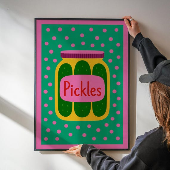 Pickles Poster Kitchen Wall Art Funny Food Print Vegetable Decor For Pantry Dining Room Or Chef Gift Colorful Artwork