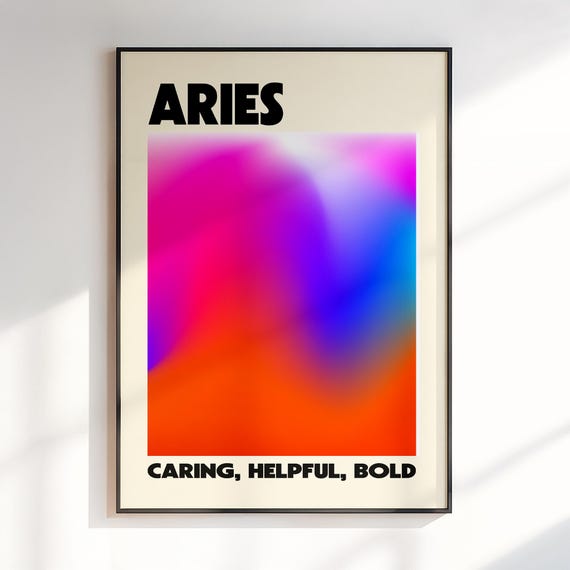 Aries Wall Art Gift For Zodiac Print Astrology Gifts Gradient