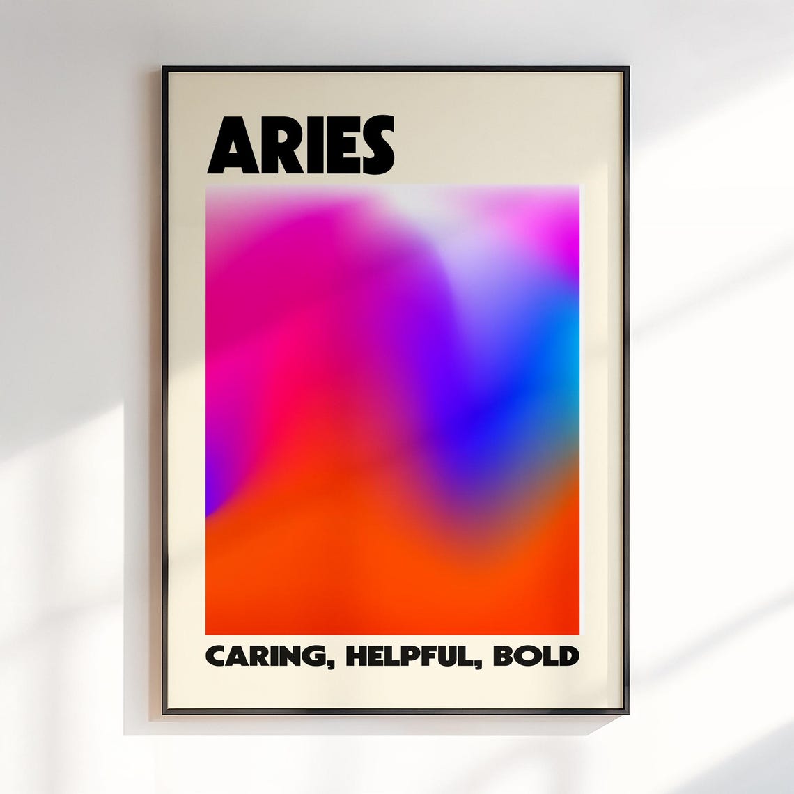 Aries Zodiac Gradient Aura Caring Helpful Bold Traits Poster
