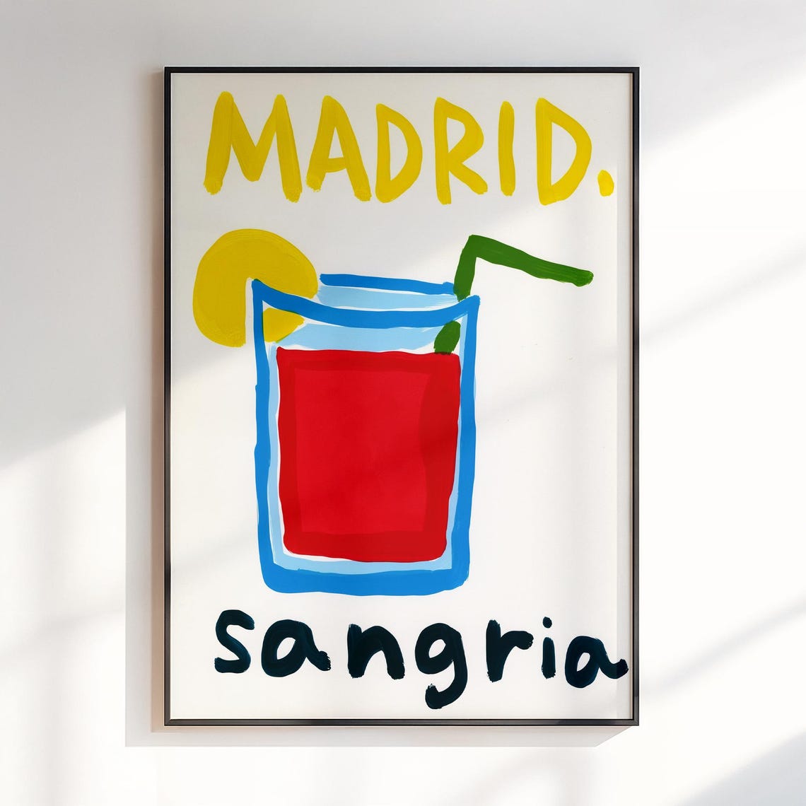 Madrid Sangria Colorful Cocktail Glass City Art Travel Poster