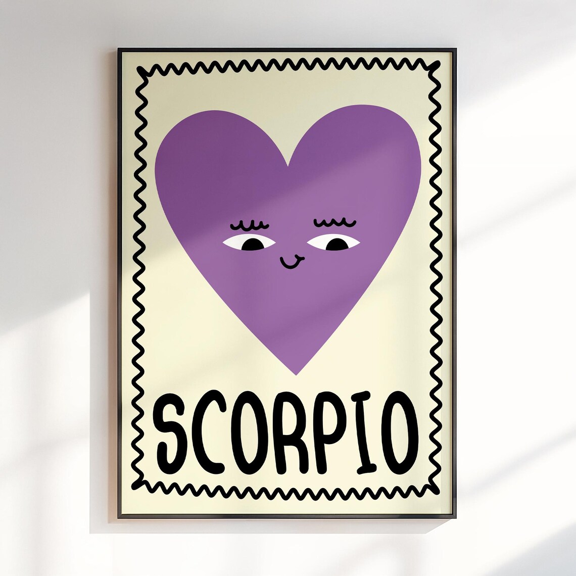 Scorpio Smiling Purple Heart Face Cute Kids Zodiac Star Sign Poster