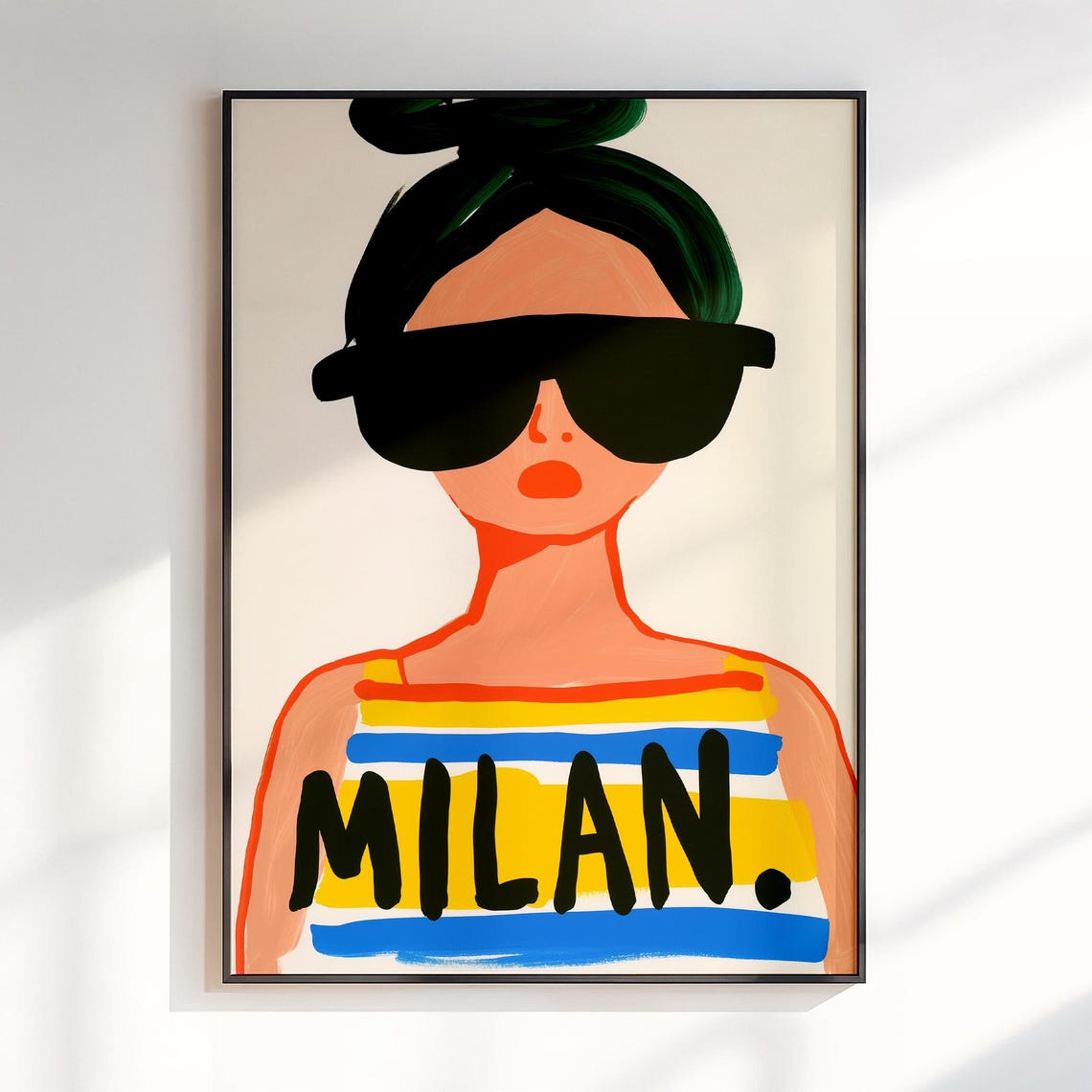Milan Chic Fashion Woman Sunglasses Maximalist Pop Art Poster