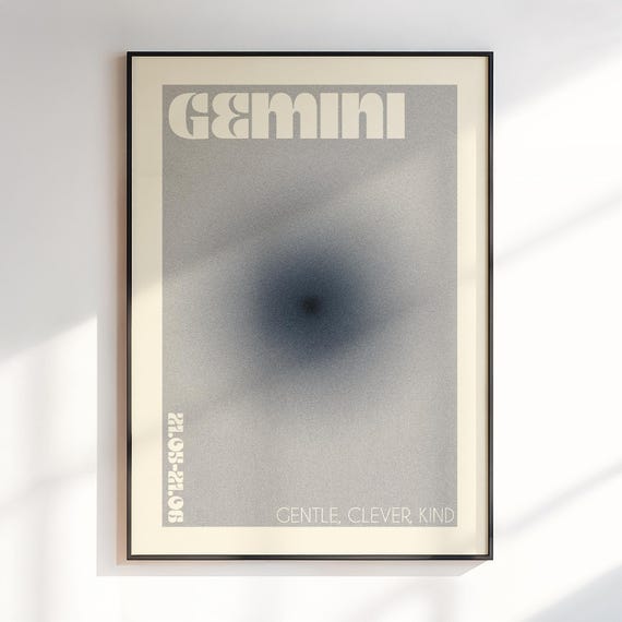 Gemini Gradient Aura Wall Art Gift For Zodiac Print Astrology Gifts
