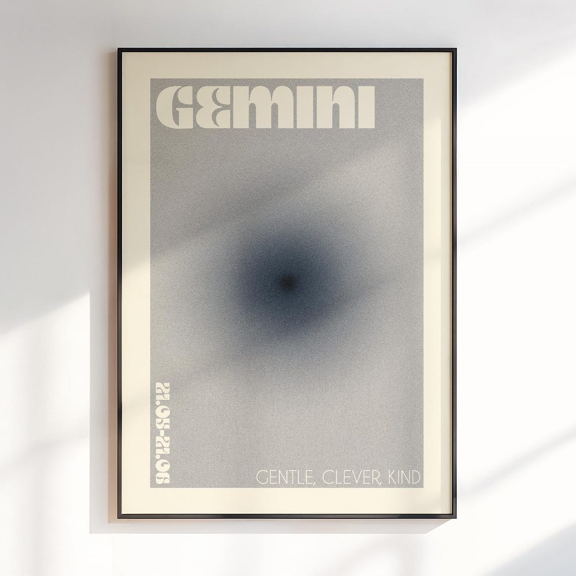 Gemini Soft Gray Gradient Aura Zodiac Star Sign Astrology Poster
