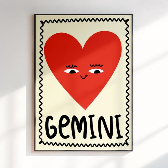 Zodiac Gemini Wall Art Gift For Kids Print Astrology Gifts Room Posters