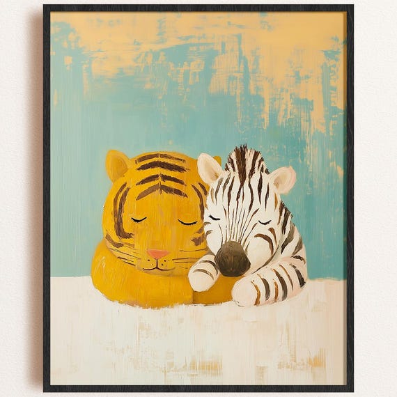 Tiger And Zebra Nursery Print Jungle Animal Wall Art