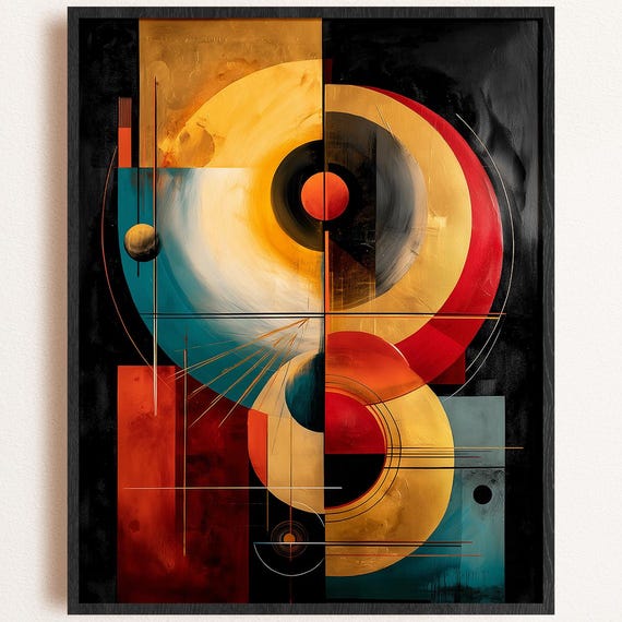 Geometric Color Block Print Mid Century Modern Abstract Art