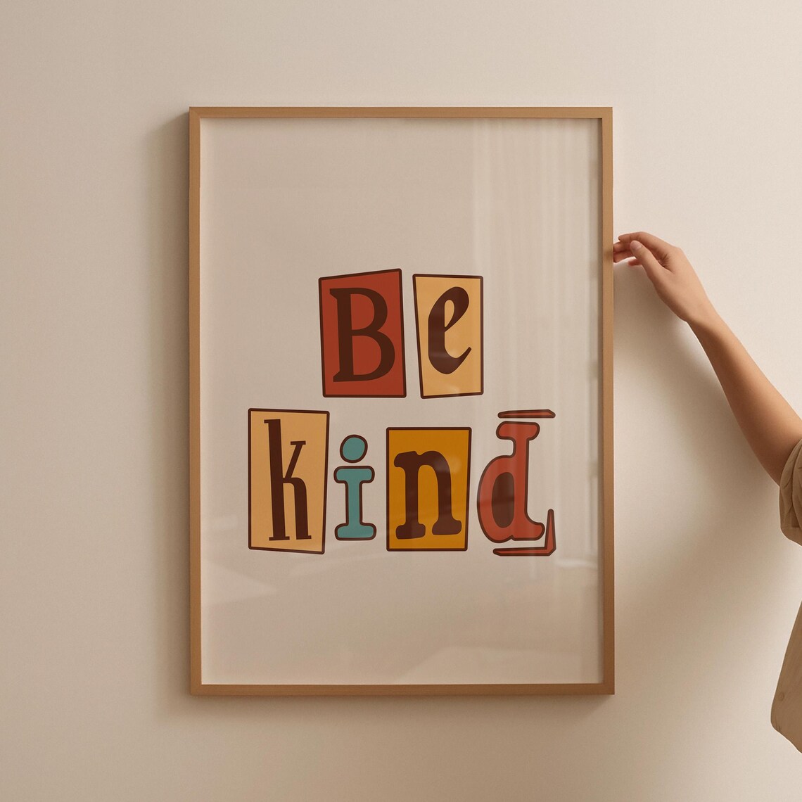 Be Kind Retro Block Letter Typography Inspirational Quote Poster - Image 4