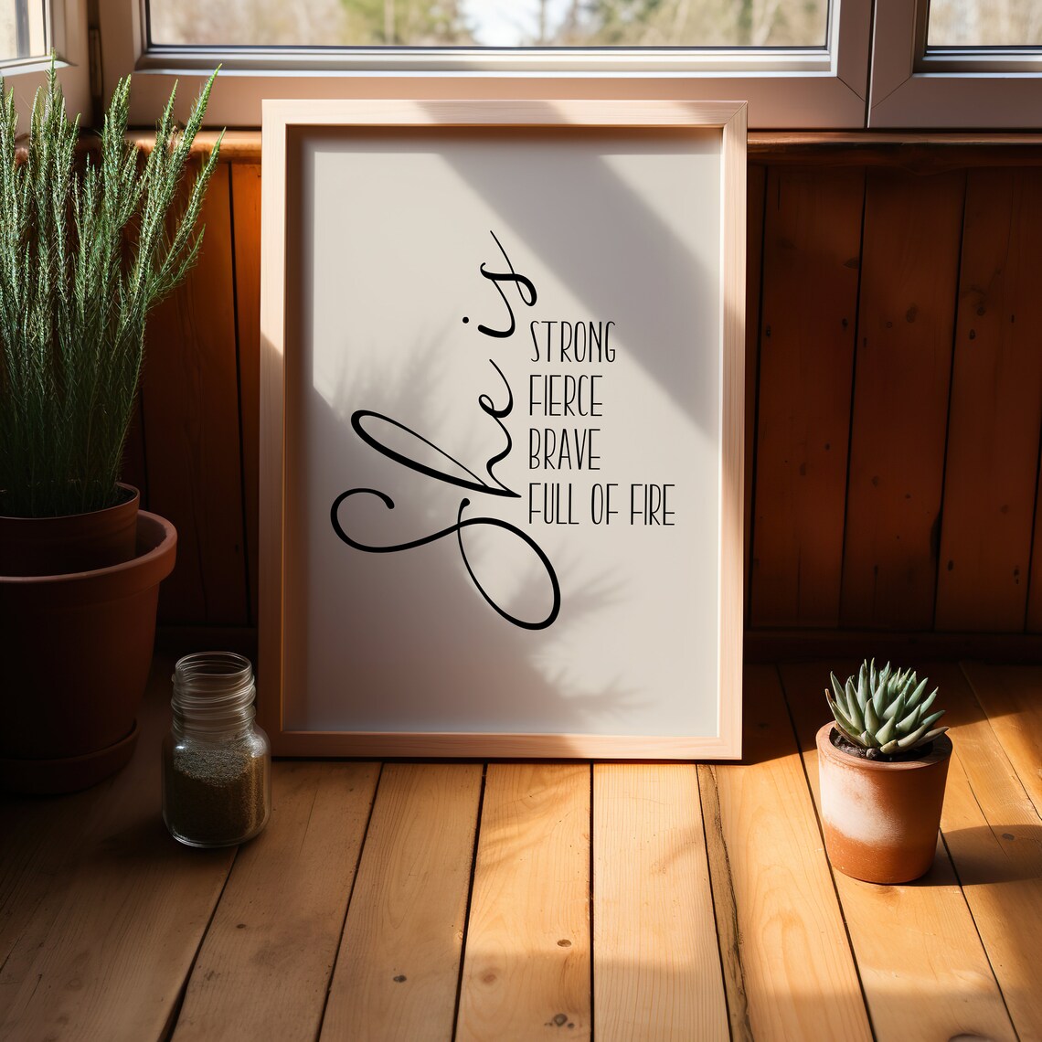 She Is Strong Fierce Brave Full Of Fire Minimalist Quote Poster - Image 3