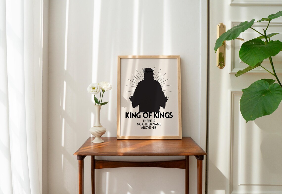 King Of Kings Jesus Silhouette Crown Of Thorns Christian Poster - Image 2