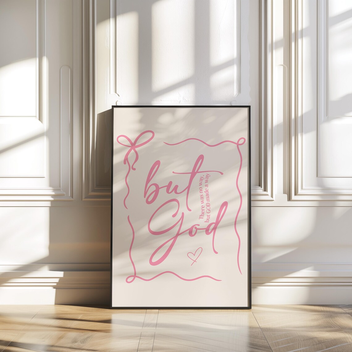 Pink Script But God Made A Way Ribbon Border Christian Poster - Image 2