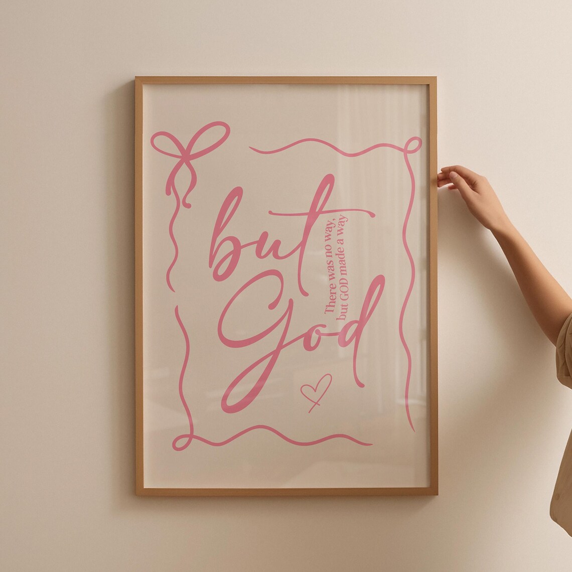 Pink Script But God Made A Way Ribbon Border Christian Poster - Image 5