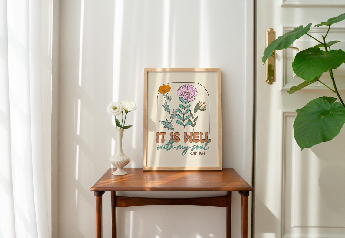 Psalm Scripture Wall Art Christian Poster Spiritual Wall Art Print Christian Home Decor Religious Art Retro Wall Art - Image 3
