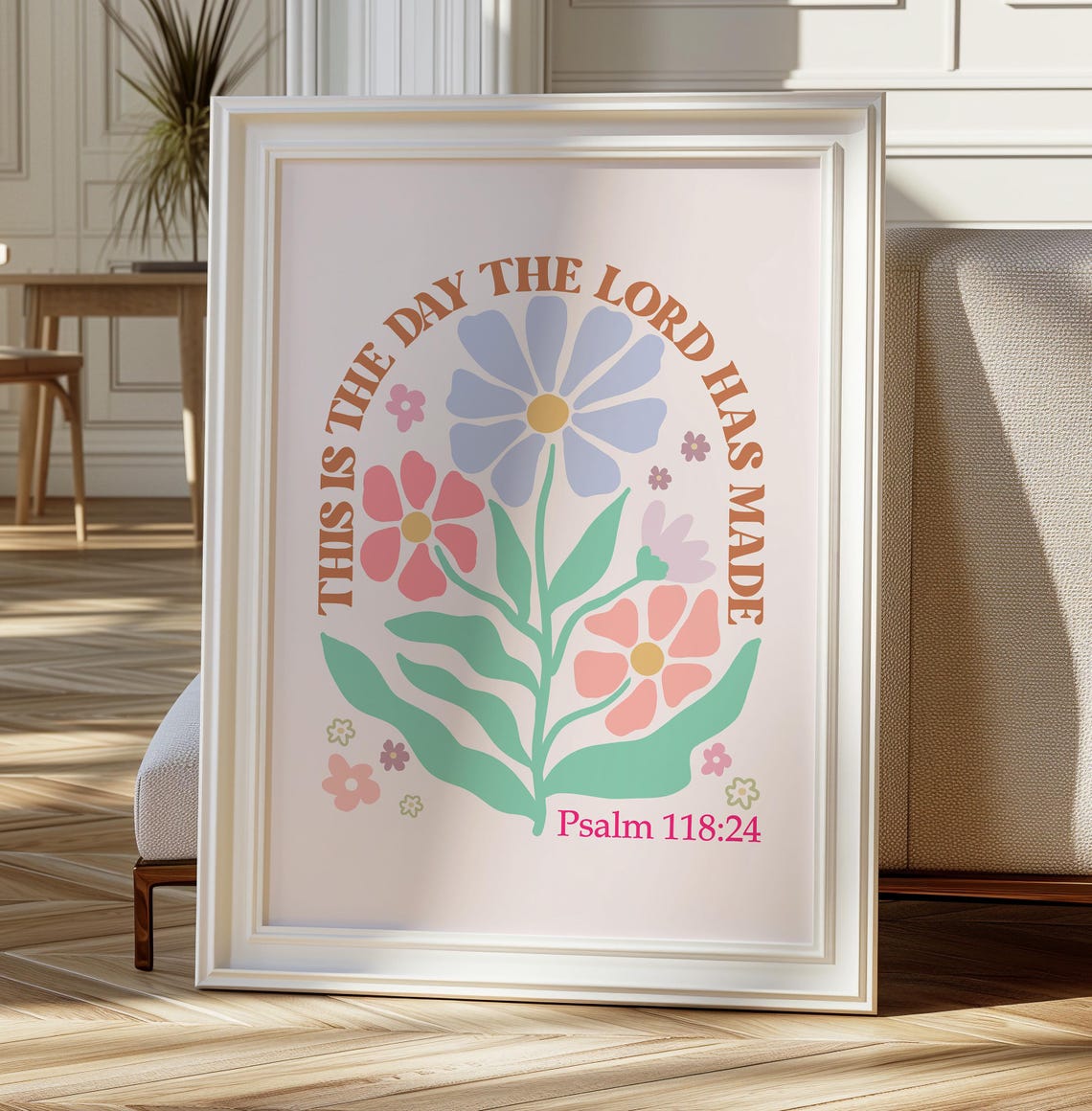 Christian Wall Art Psalm Scripture Art Religious Poster Flower Wall Decor Faith Poster Bible Verse Baptism Gift For Christian - Image 5