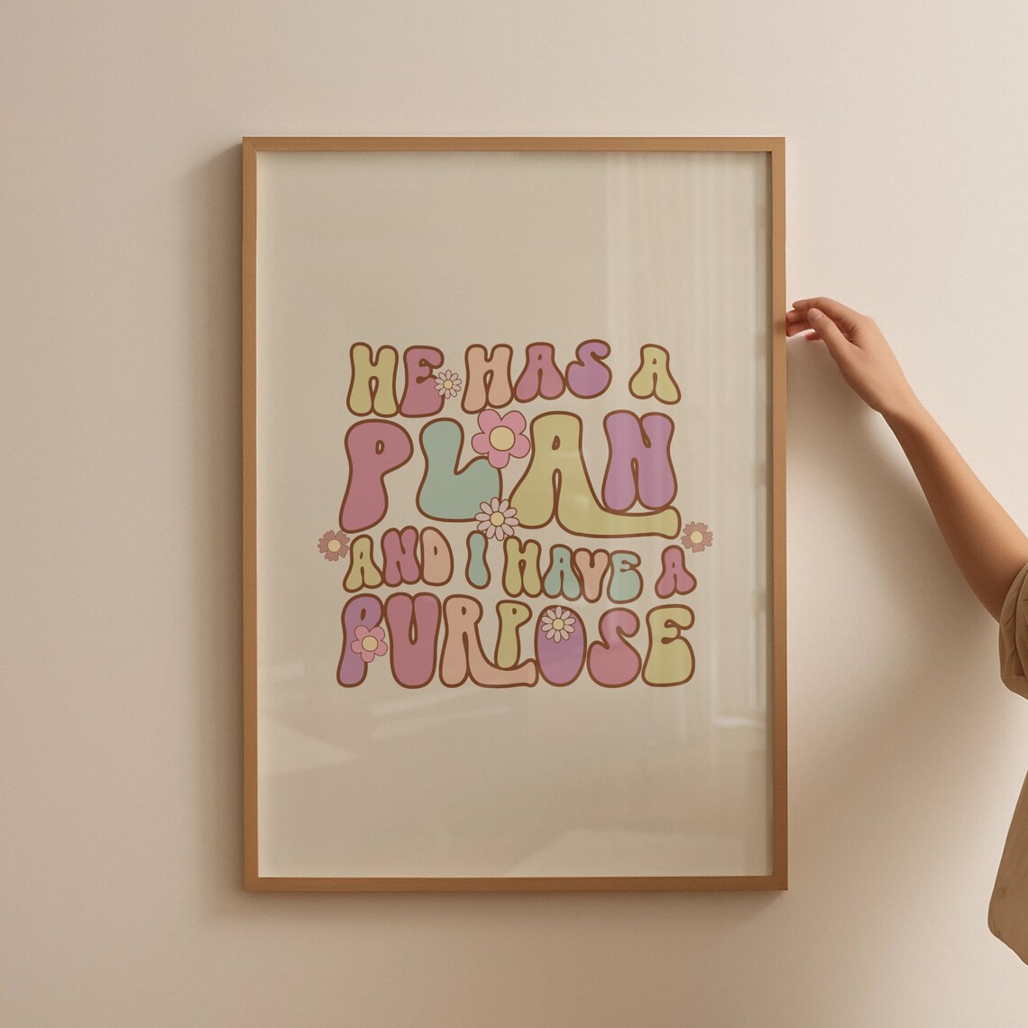 He Has A Plan And I Have A Purpose Retro Pastel Quote Poster - Image 4