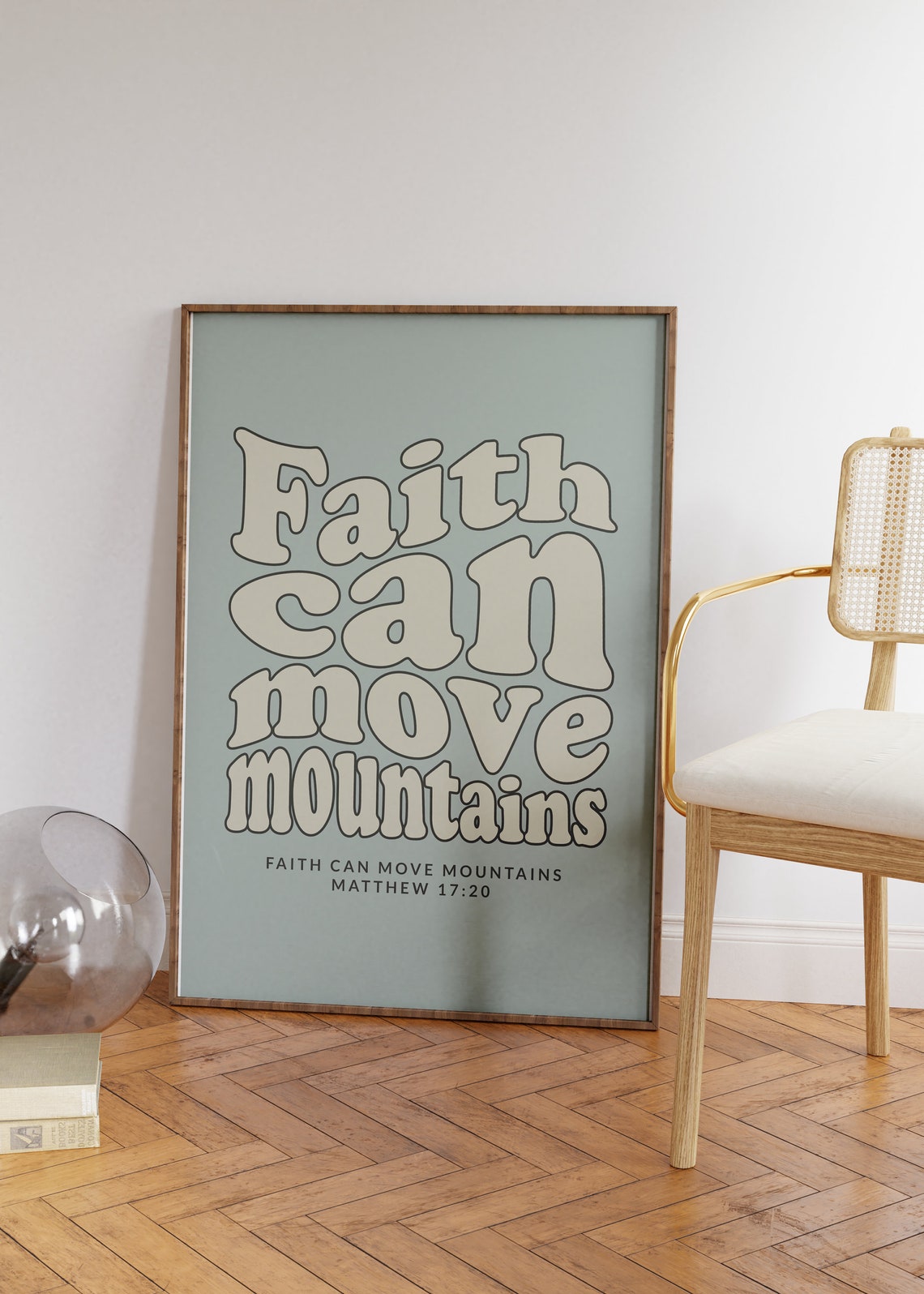 Retro Christian Wall Print Matthew Faith Print Christian Poster Bible Verse Wall Decor Scripture Art Christian Gift - Image 2