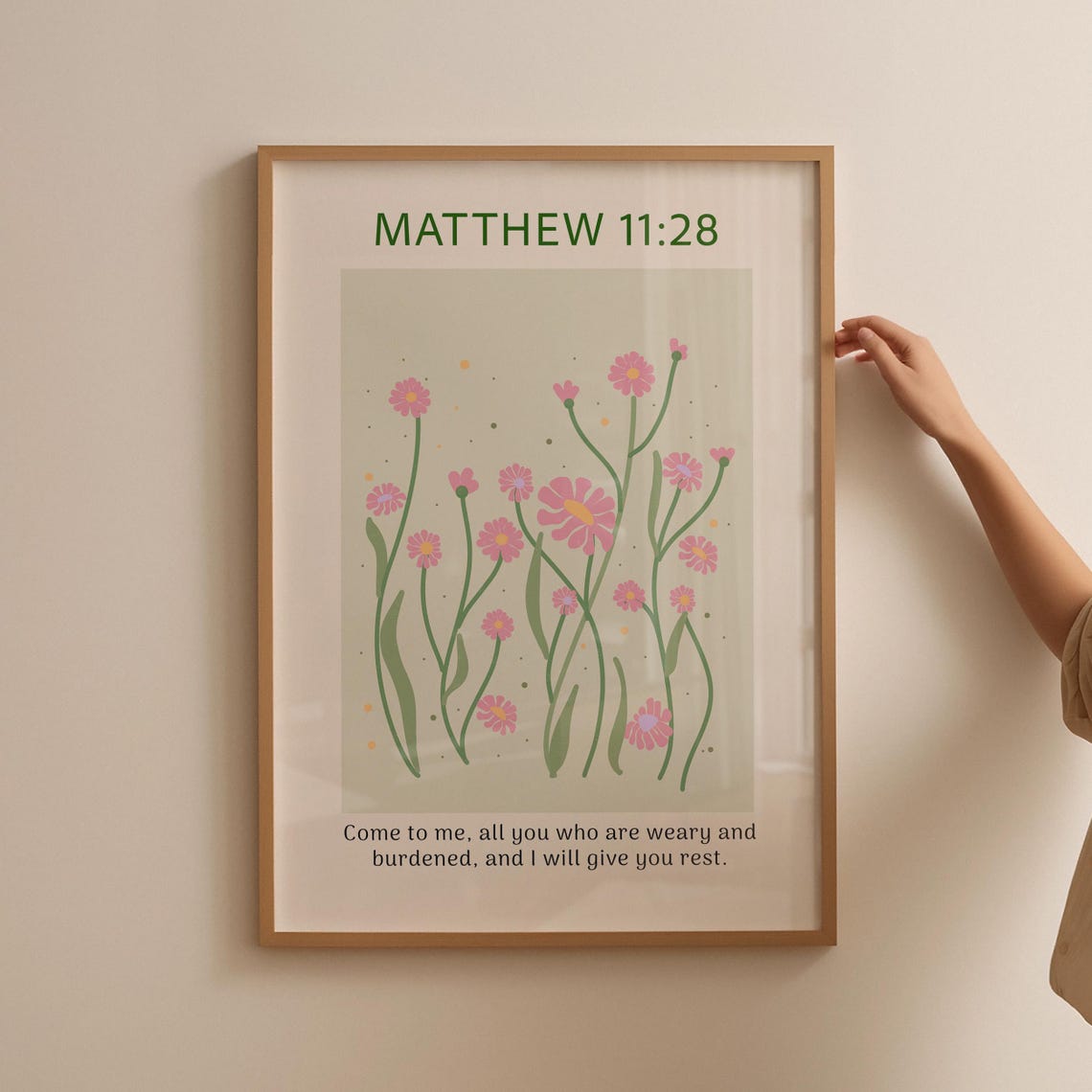 Christian Wall Art Matthew Print Bible Verse Scripture Art Christian Poster Wall Decor Christian Gift Flower Print - Image 2