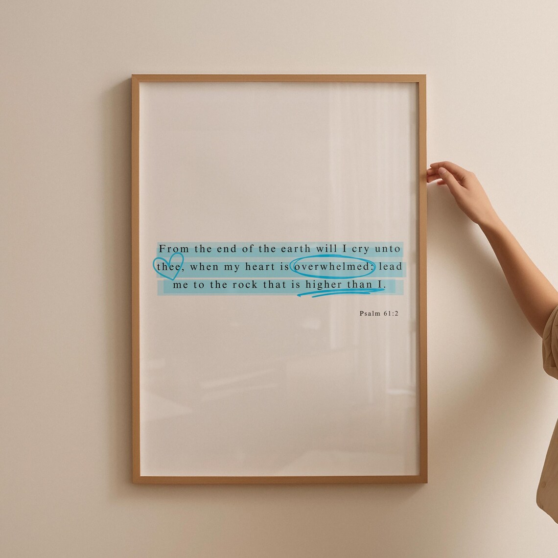 Psalm 61:2 Lead Me To The Rock Blue Highlighted Bible Verse Poster - Image 5
