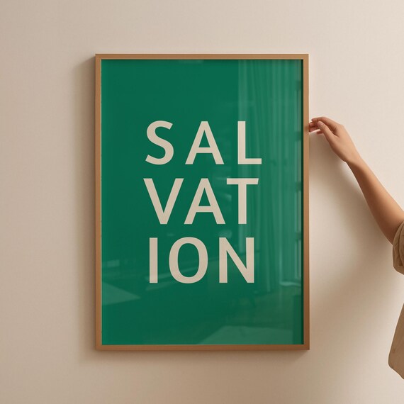 Salvation Green Minimalist Typography Modern Christian Poster