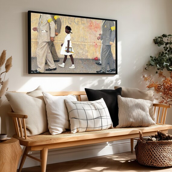 Norman Rockwell Civil Rights Historic Moment Little Girl Walks To School Canvas Social Justice Wall Art Black History Powerful