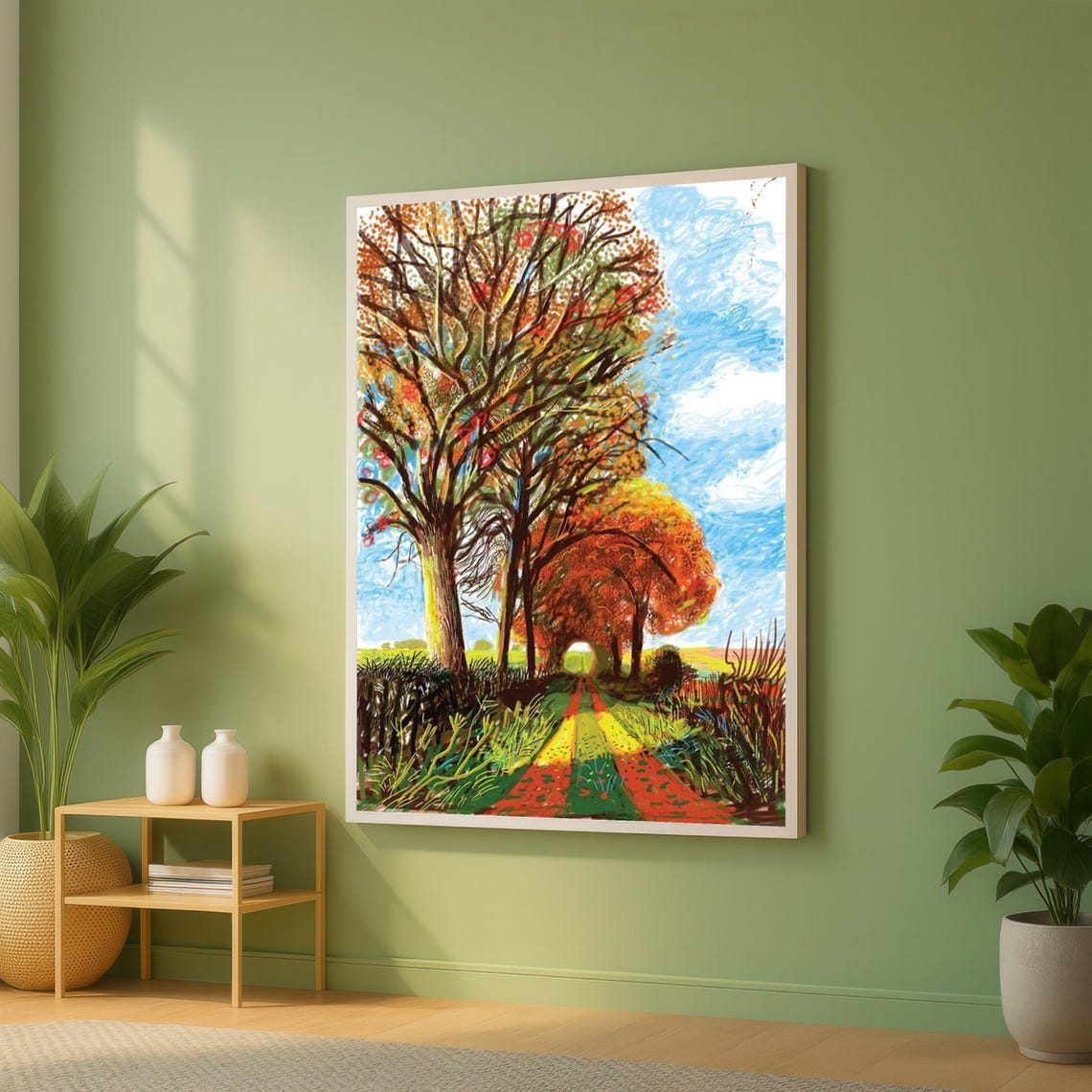 Autumn Trees Country Pathway Colorful Fall Landscape Art Poster