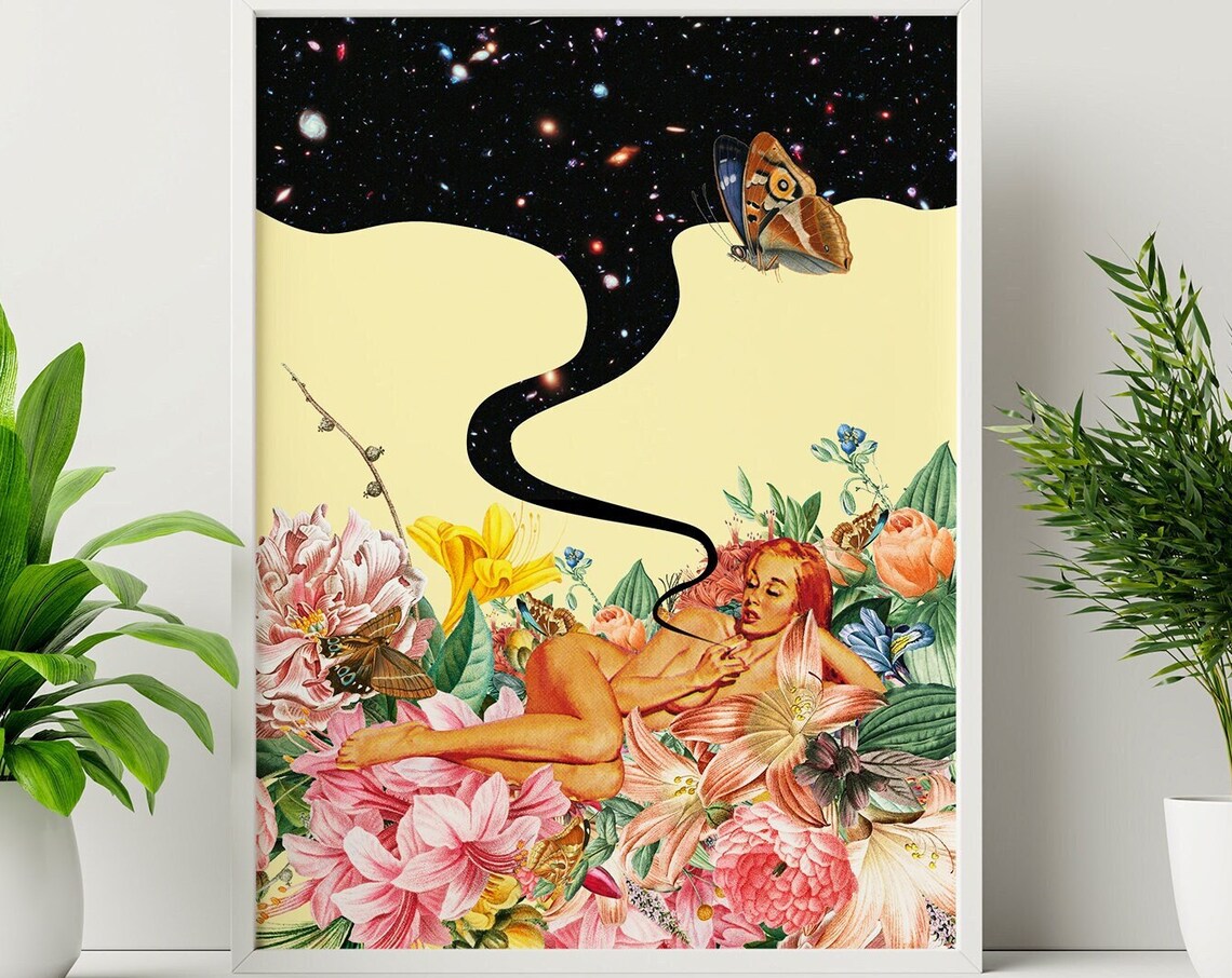 In Love With The Space 6 Collage, Retro Cosmic Art Print