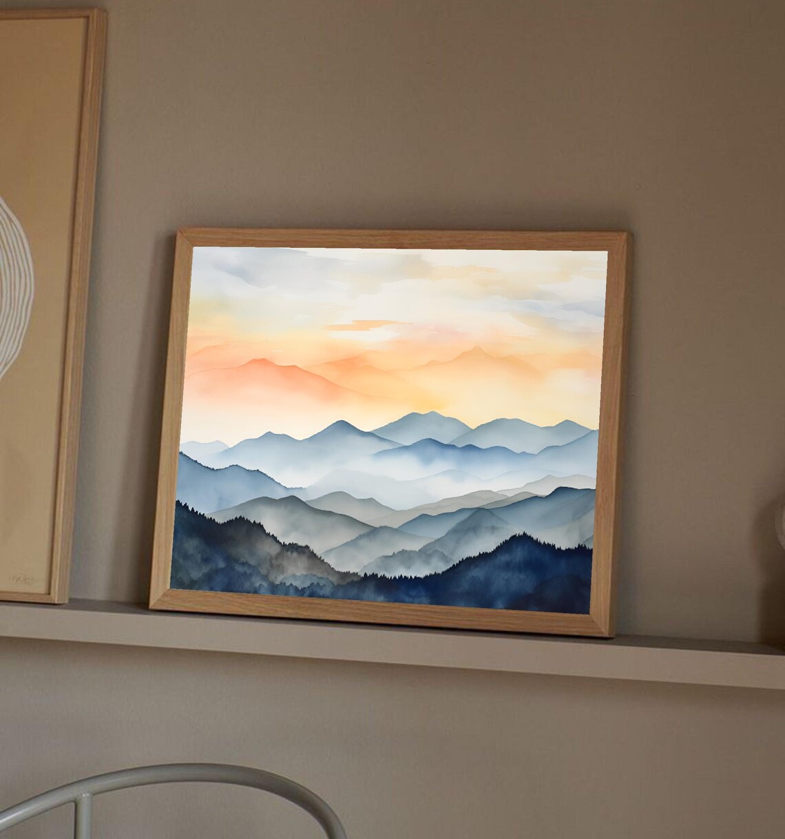 Smoky Mountains Watercolor Art Print, Sunrise Panorama - Image 3