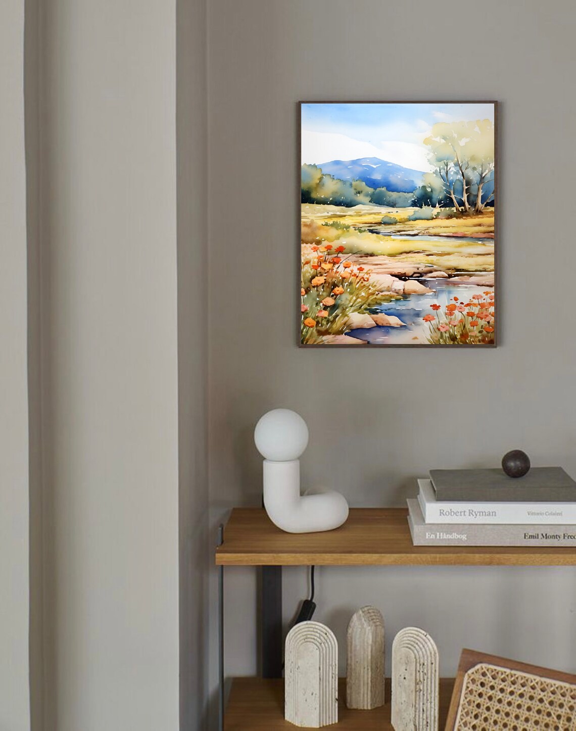 Mount Bonnell Wildflower Creek Blue Mountain Watercolor Art Poster - Image 3