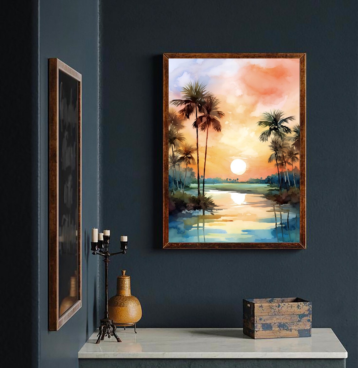 Florida Sunrise Watercolor Palm Beach Landscape Art Print - Image 3