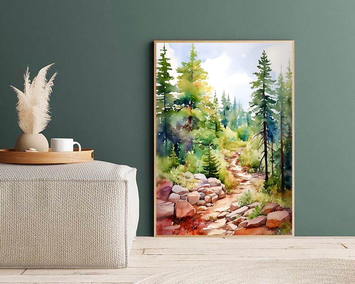 Utah Forest Pine Tree Watercolor Art Print - Image 3
