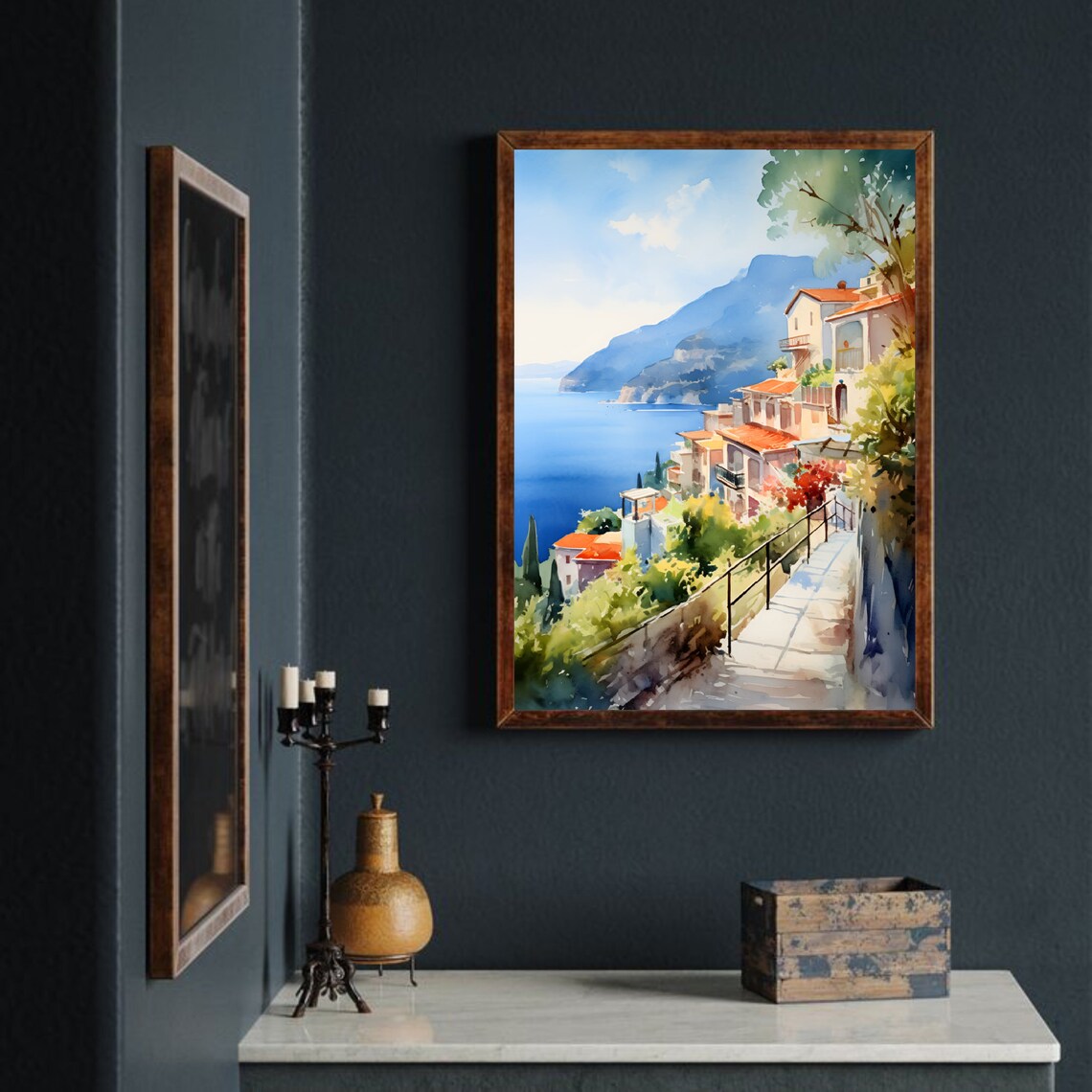 Sorrento Italy Watercolor Coastal Travel Poster - Image 4