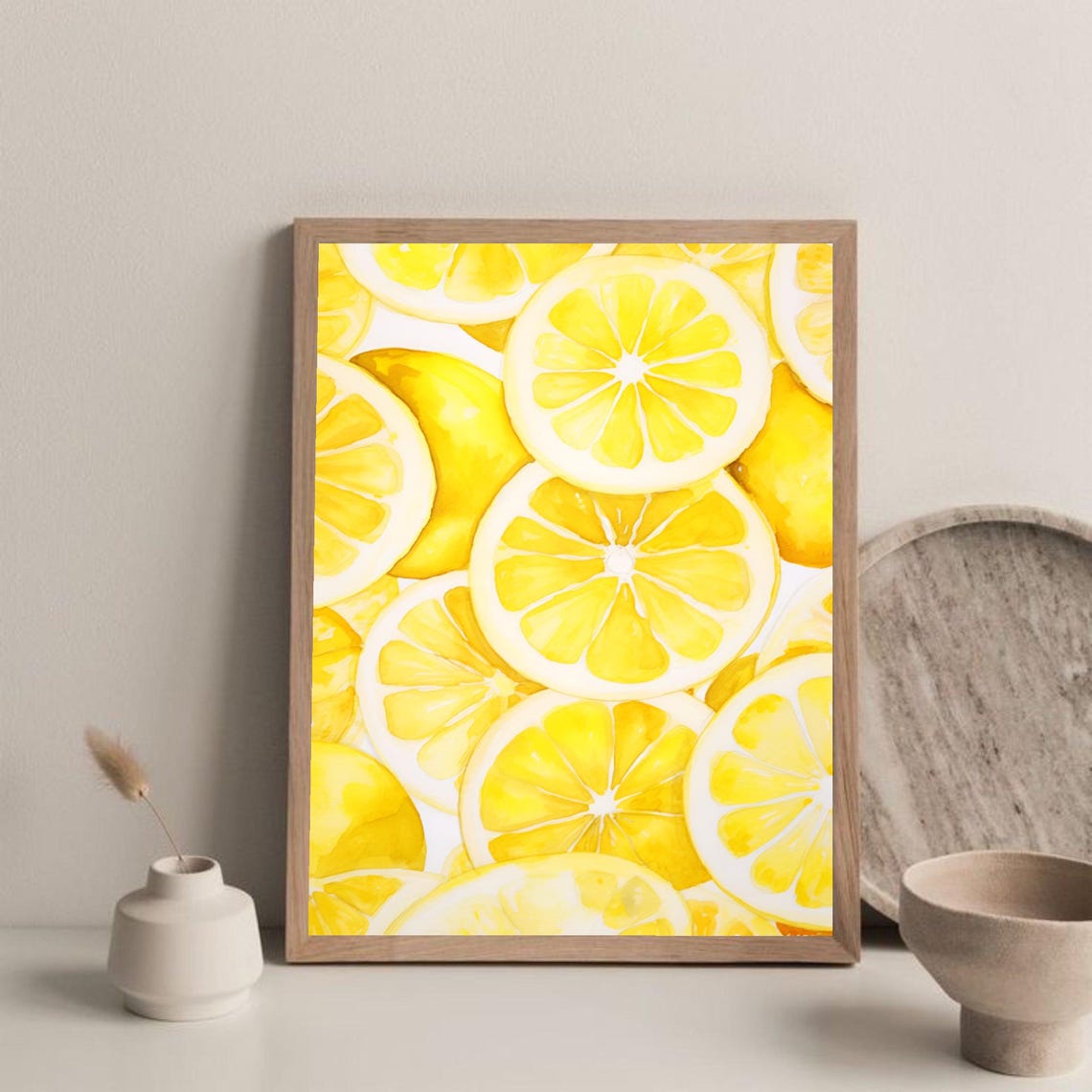 Fresh Lemon Slices Bright Citrus Kitchen Decor Watercolor Poster - Image 3