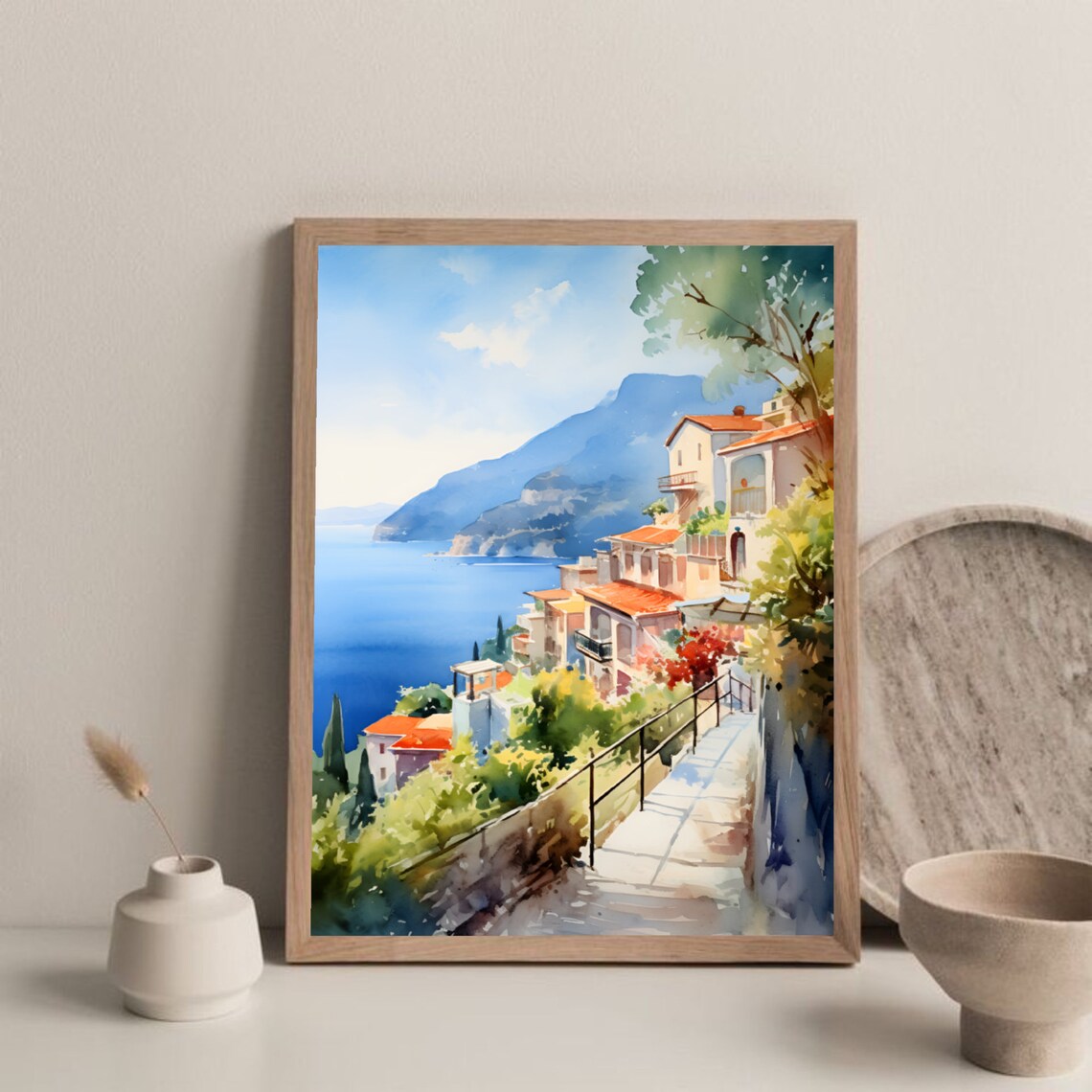 Sorrento Italy Watercolor Coastal Travel Poster - Image 3