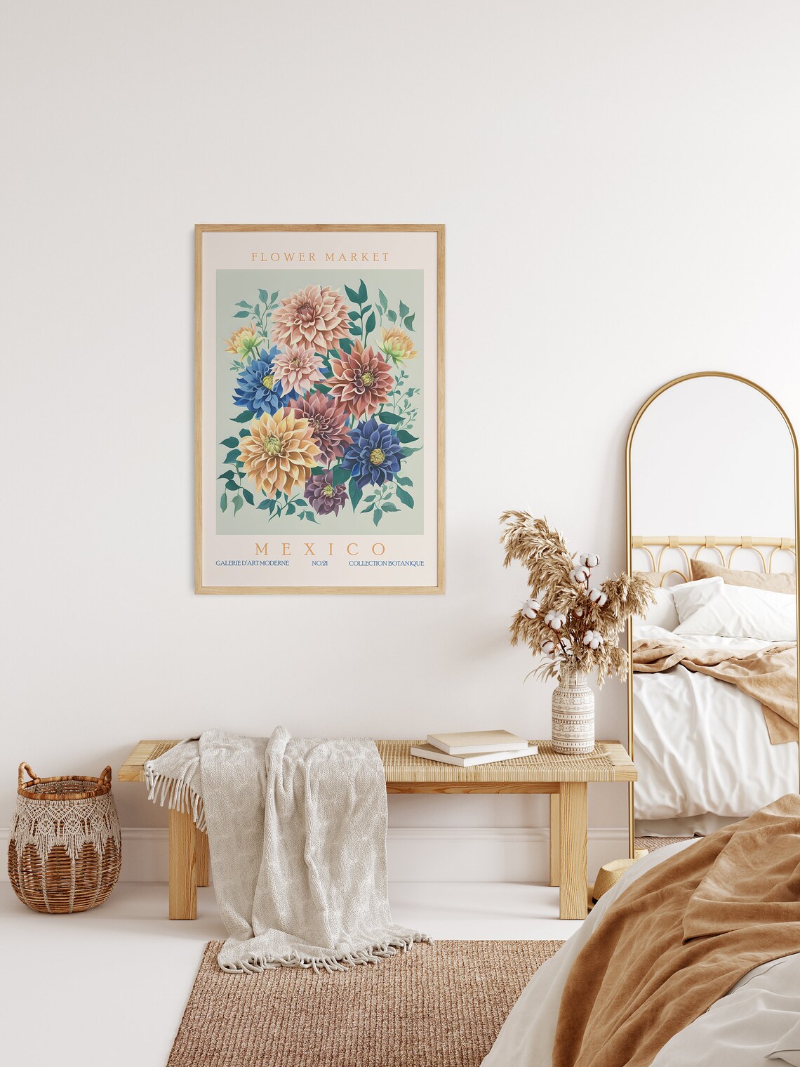Mexico Flower Market Dahlia Art Print, Retro Botanical - Image 2