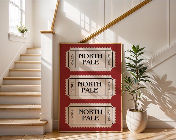 North Pole Retro Ticket Print Trendy Wall Art Ticket Art Print Retro Bar Cart Print Wall Decor Retro Wall Art Ticket Poster