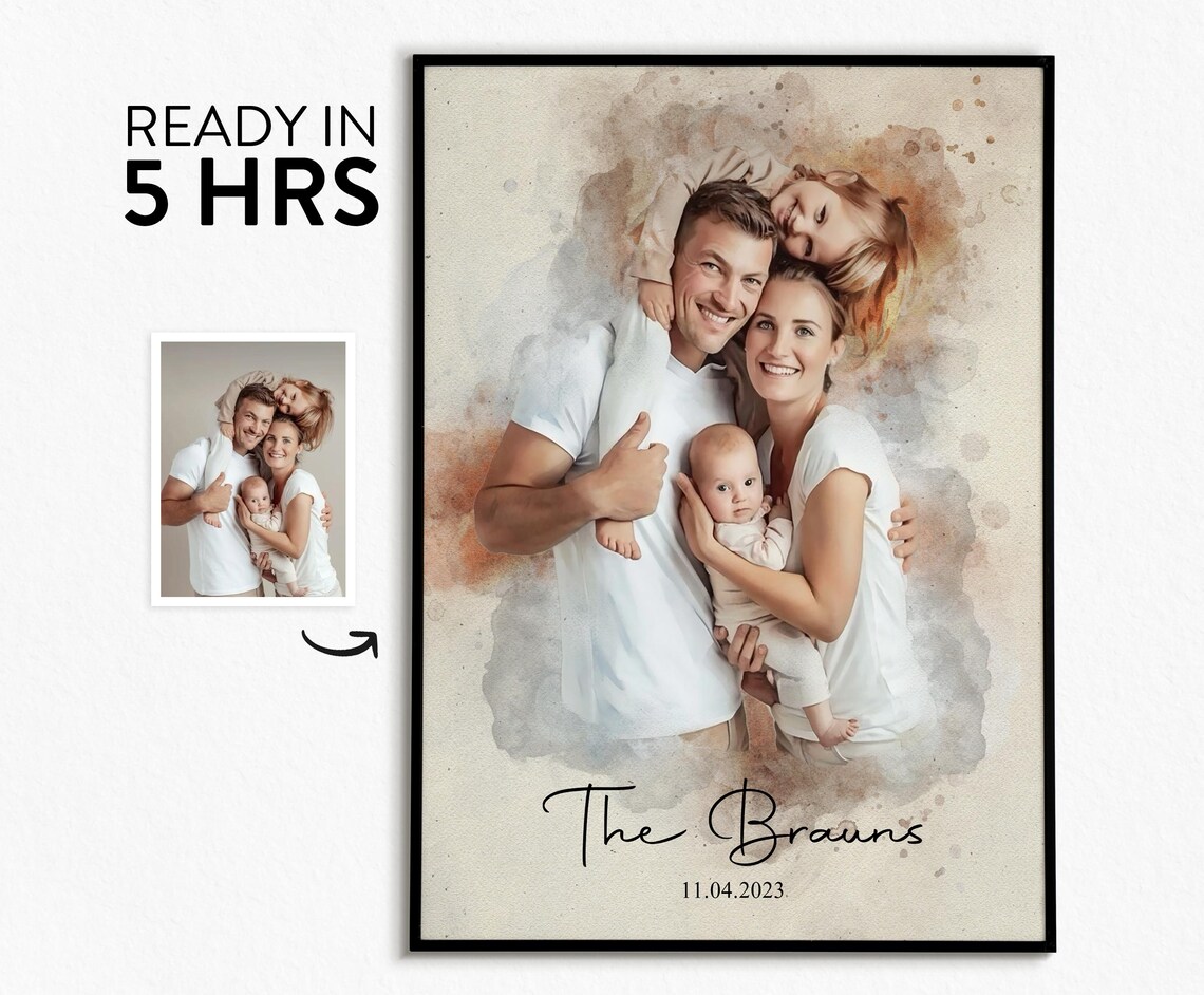 Custom Watercolor Fathers Day Portrait Art Print - Image 4