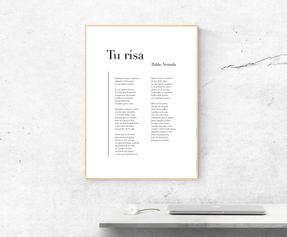 Tu Risa De Pablo Neruda Spanish Poetry Art Print
