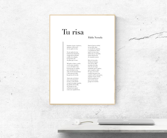 Tu Risa De Pablo Neruda Spanish Poetry Art Print