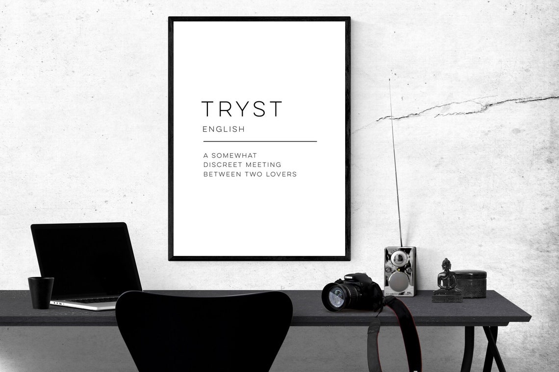 Tryst English Definition Word Art Minimalist Typography Poster