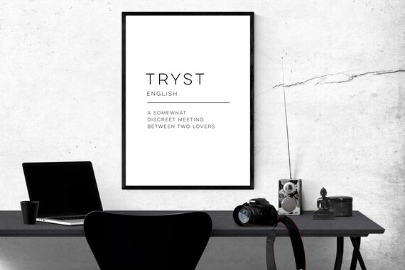 Tryst English Definition Word Art Minimalist Typography Poster