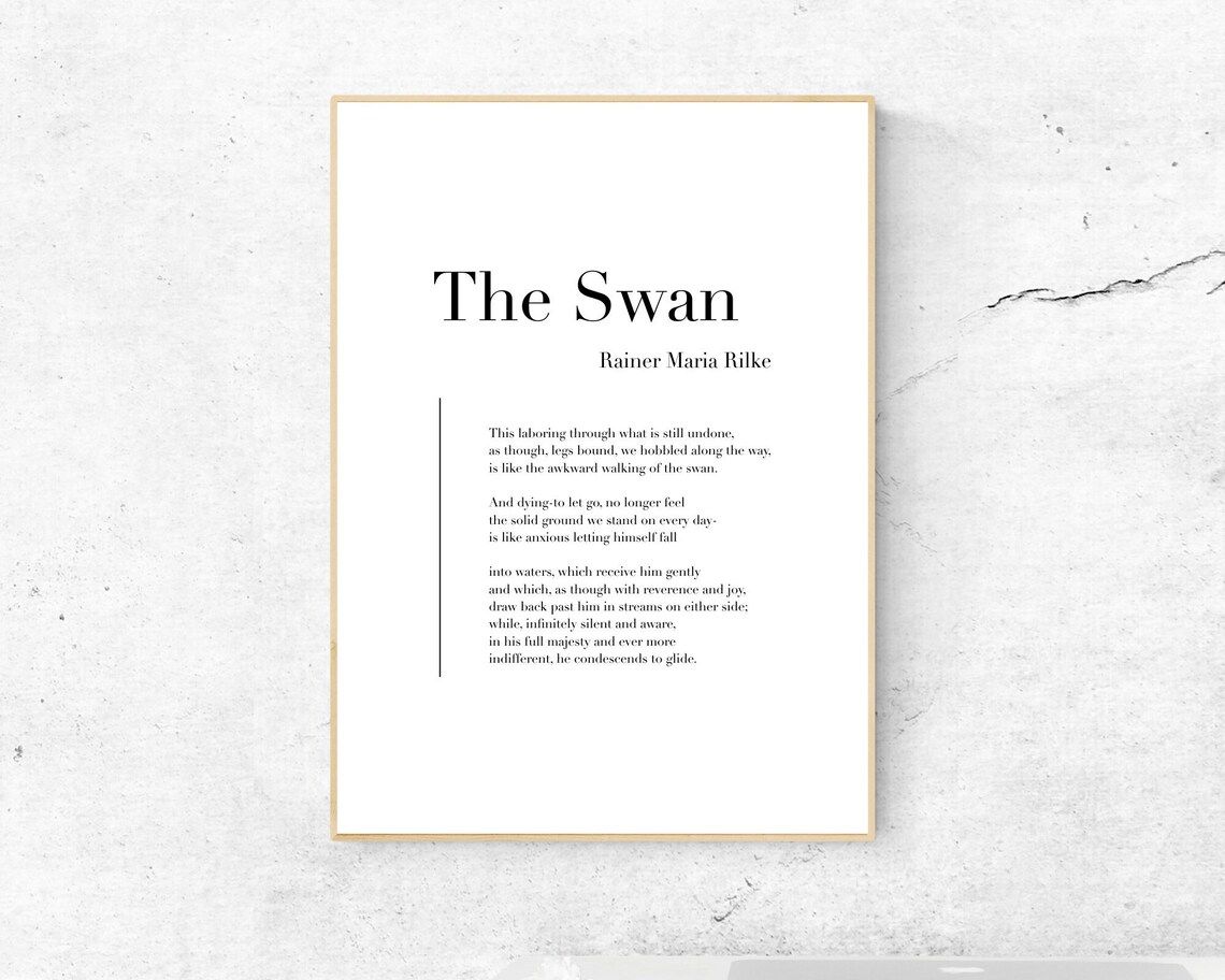 The Swan Poem By Rainer Maria Rilke Minimalist Typography Poster